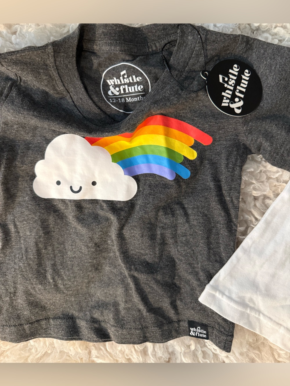 Whistle & Flute / Kids Kawaii Rainbow Cloud Tee & White & Black Panda Tank - Picture 4 of 5